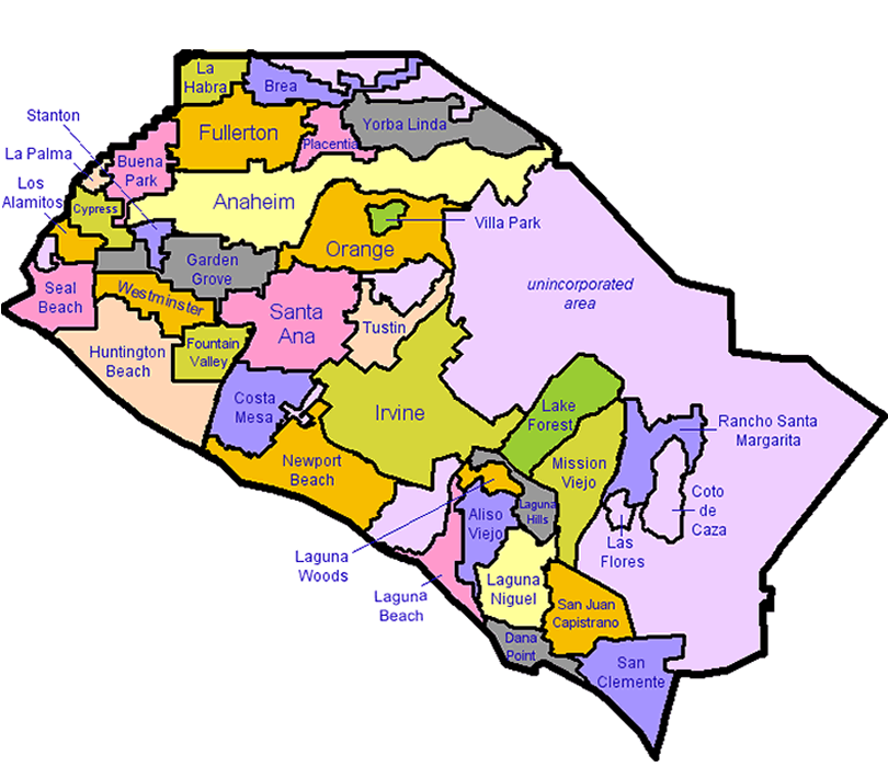 Orang County Map - Maid Newport Coast, Newport Beach